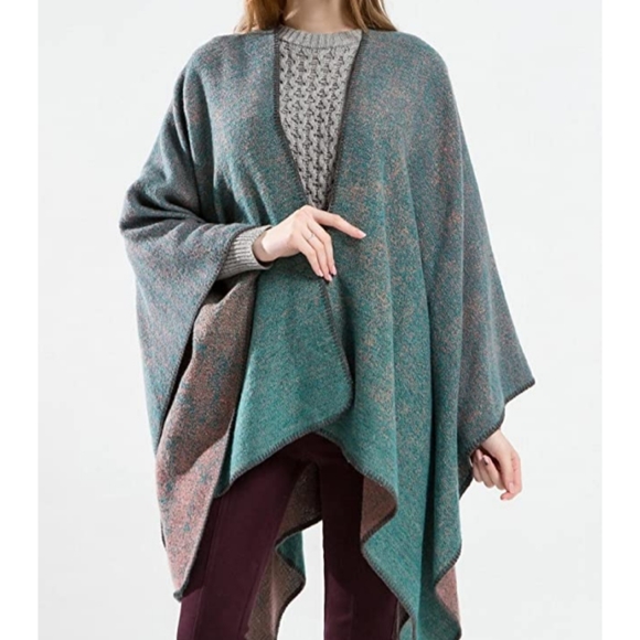 Kollie More Sweaters - Kollie More Wrap Shawl Ombre Turquoise